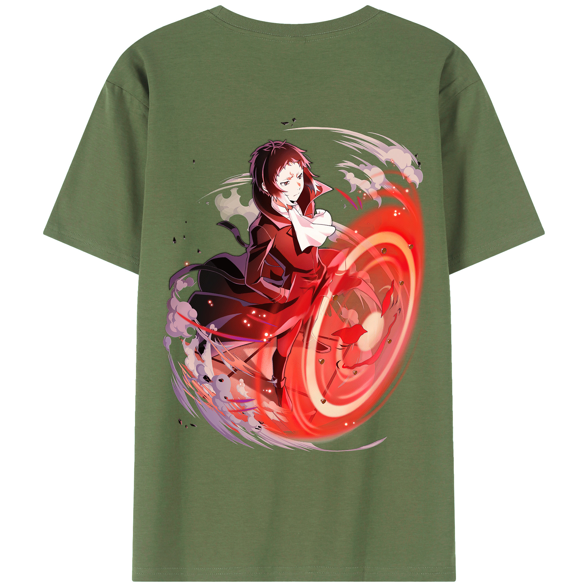 文豪ストレイドッグス Bungo Stray Dogs 綿100％ メンズ半袖Tシャツ（バックプリント） 通気性